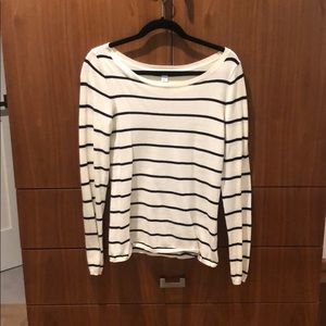 Striped sweater with patch sleeves